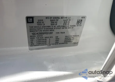 2015 Chevrolet Silverado K3500 Lt from USA, damaged, VIN 1GC1KZEG5FF531287